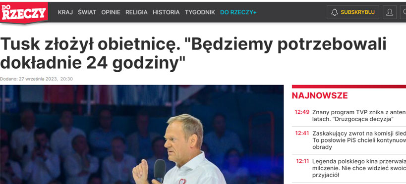 Obietnica Tuska - Na zmiany w TVP potrzebujemy 24 godziny - miną tydzień i nie ma żadnych zmian.Strasznie prawdomówny ten Tusk