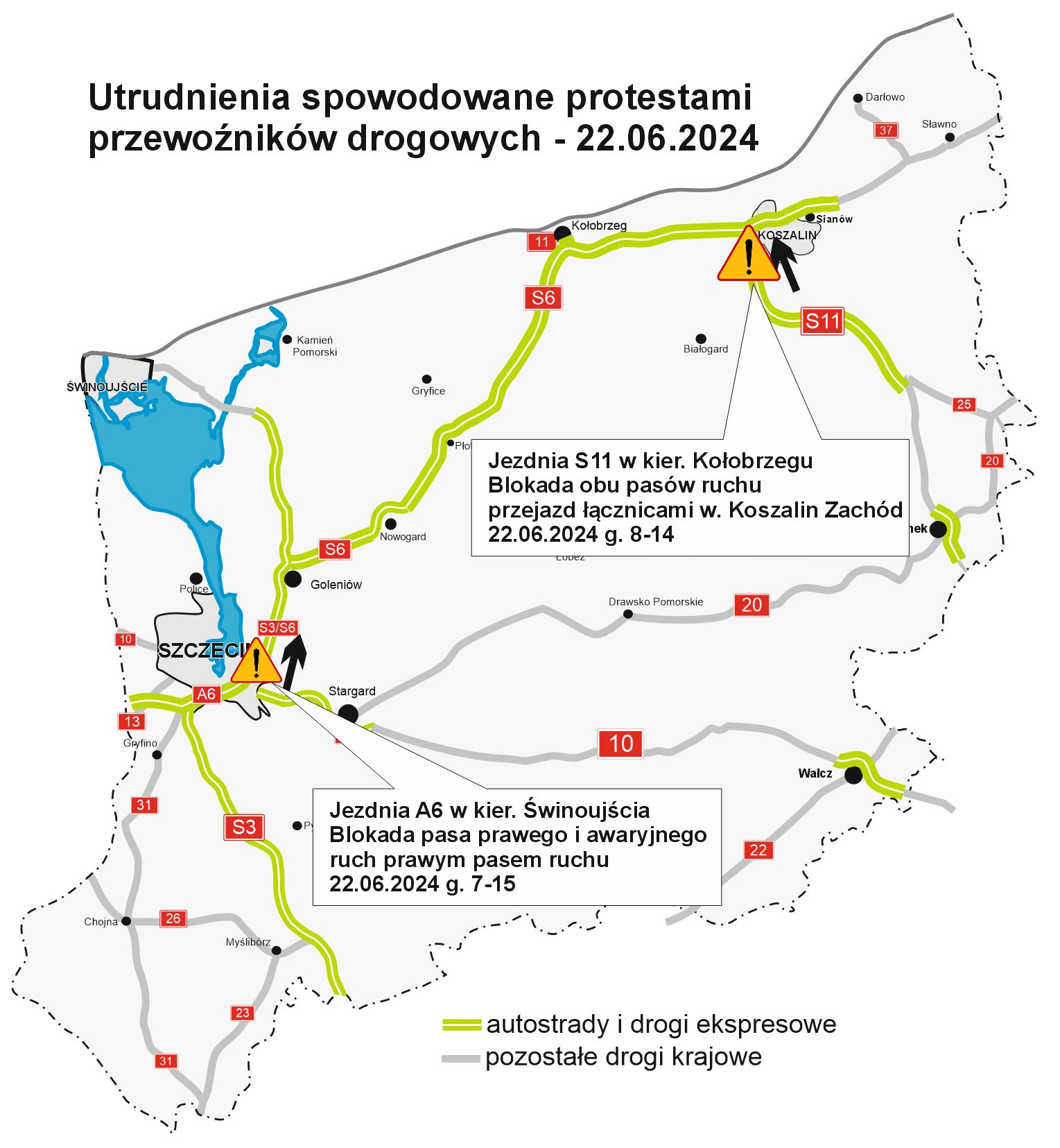 Świnoujście. Blokada drogi nad morze