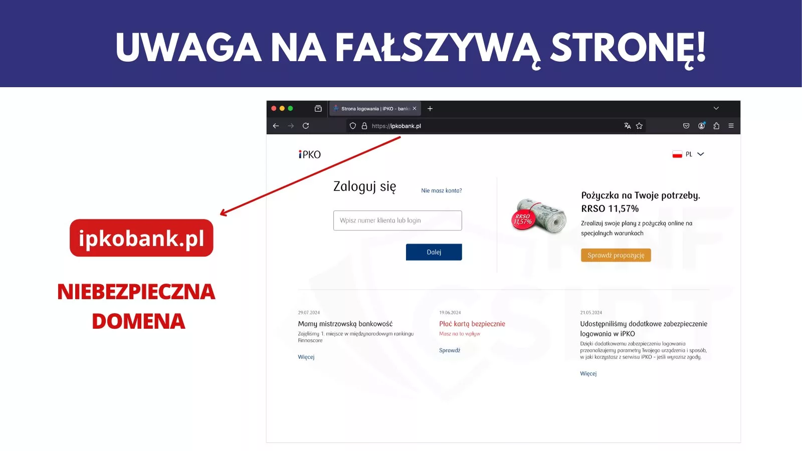 Pilne ostrzeżenie! Fałszywa strona PKO BP czyha na Twoje dane